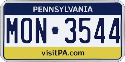 PA license plate MON3544