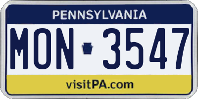 PA license plate MON3547