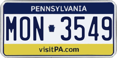 PA license plate MON3549