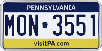 PA license plate MON3551