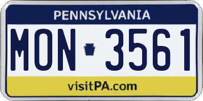 PA license plate MON3561