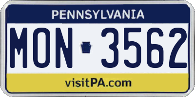 PA license plate MON3562