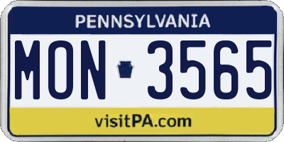 PA license plate MON3565
