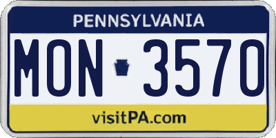 PA license plate MON3570