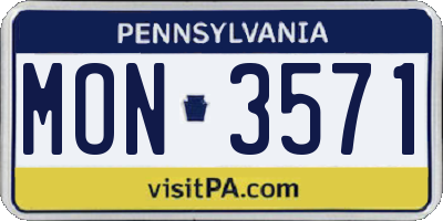 PA license plate MON3571