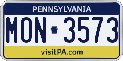 PA license plate MON3573