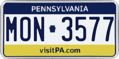 PA license plate MON3577