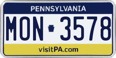 PA license plate MON3578