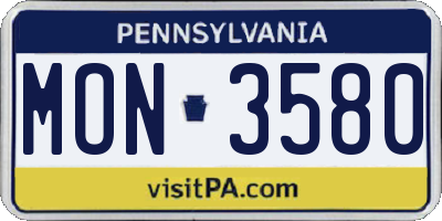PA license plate MON3580