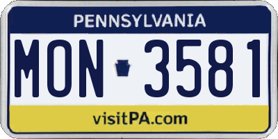 PA license plate MON3581