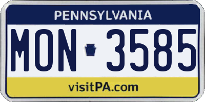 PA license plate MON3585