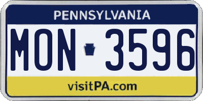 PA license plate MON3596