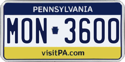 PA license plate MON3600