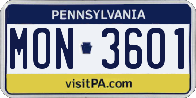 PA license plate MON3601