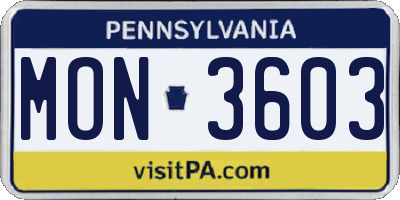 PA license plate MON3603