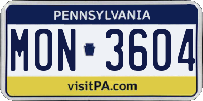 PA license plate MON3604