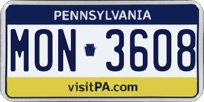 PA license plate MON3608