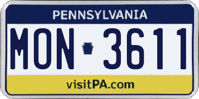 PA license plate MON3611