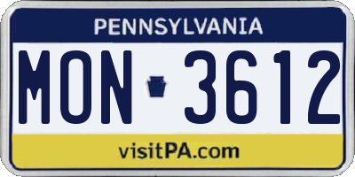 PA license plate MON3612