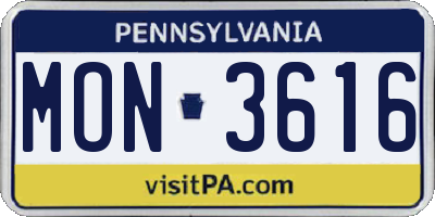 PA license plate MON3616