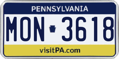PA license plate MON3618