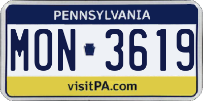 PA license plate MON3619