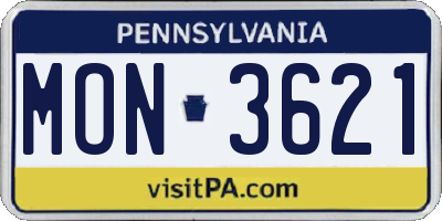 PA license plate MON3621