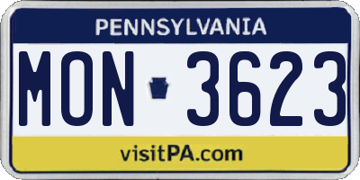 PA license plate MON3623