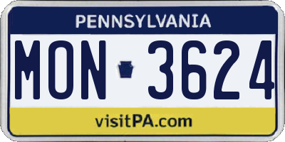 PA license plate MON3624