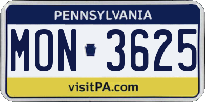 PA license plate MON3625