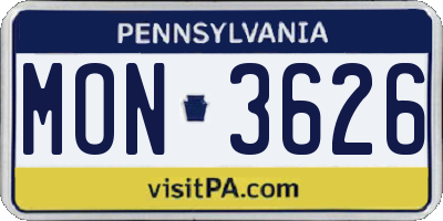PA license plate MON3626