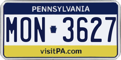 PA license plate MON3627