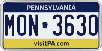 PA license plate MON3630