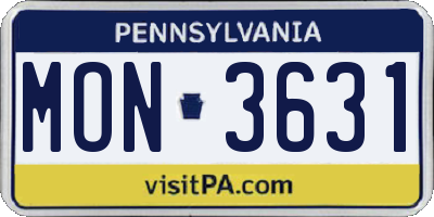 PA license plate MON3631