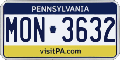 PA license plate MON3632