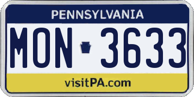PA license plate MON3633