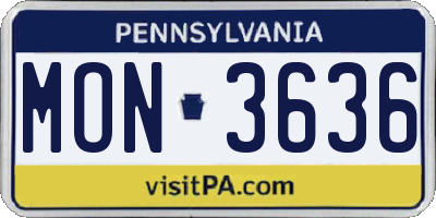PA license plate MON3636