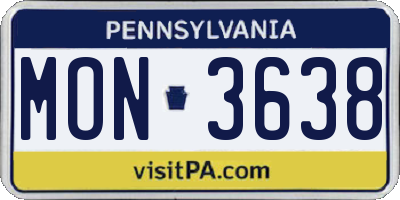 PA license plate MON3638