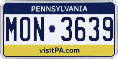 PA license plate MON3639