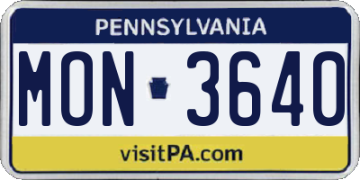 PA license plate MON3640