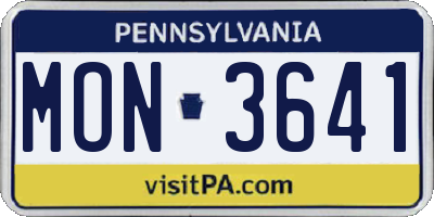 PA license plate MON3641