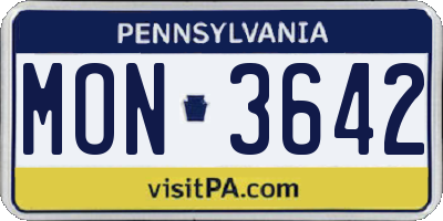 PA license plate MON3642