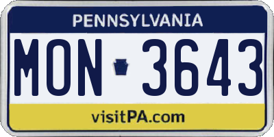 PA license plate MON3643