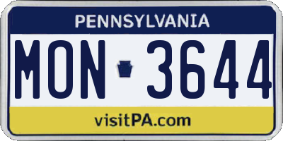 PA license plate MON3644