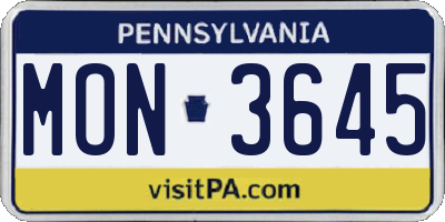 PA license plate MON3645