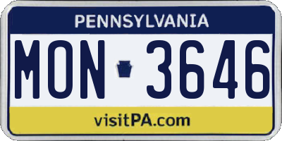 PA license plate MON3646
