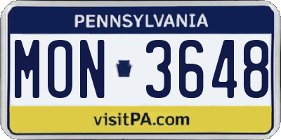 PA license plate MON3648