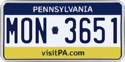 PA license plate MON3651
