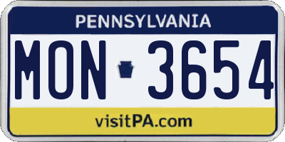 PA license plate MON3654