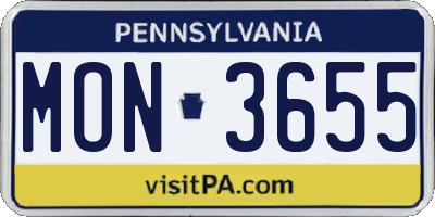 PA license plate MON3655